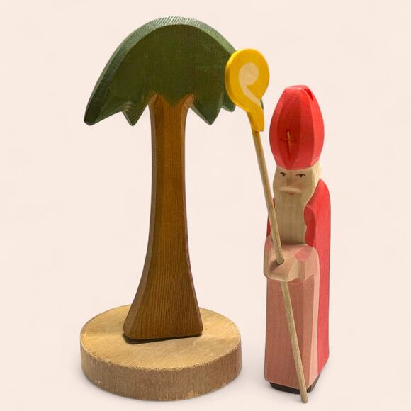 Ostheimer Wooden Toy Lot St Nicholas with Staff Palm Tree with Stand Waldorf - Picture 1 of 7